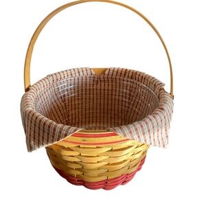 Longaberger 1999 Apple Basket with Liner & Protector Swinging Handle